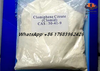 ความบริสุทธิ์ 99% Clomiphene Citrate ต่อต้านฮอร์โมนเอสโตรเจน Clomid White Crystalline Powder CAS 50-41-9